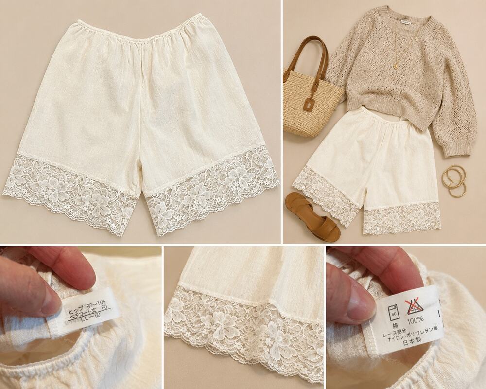Japanese Cotton Lace Trim Bloomers Cottagecore Mori Romantic Layering Shorts